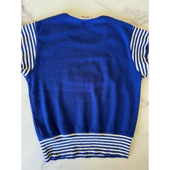 Aileen 70’s royal blue short sleeve adult XS / kids M sweater blouse embroidered - Picture 5 of 5